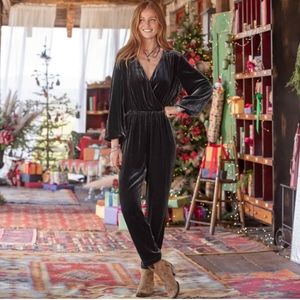 Sundance Aviana Velvet Jumpsuit Black Smoke NWOT